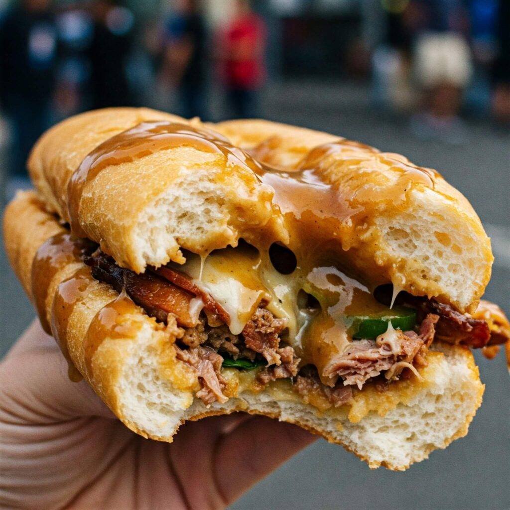 Messy po'boy sandwich