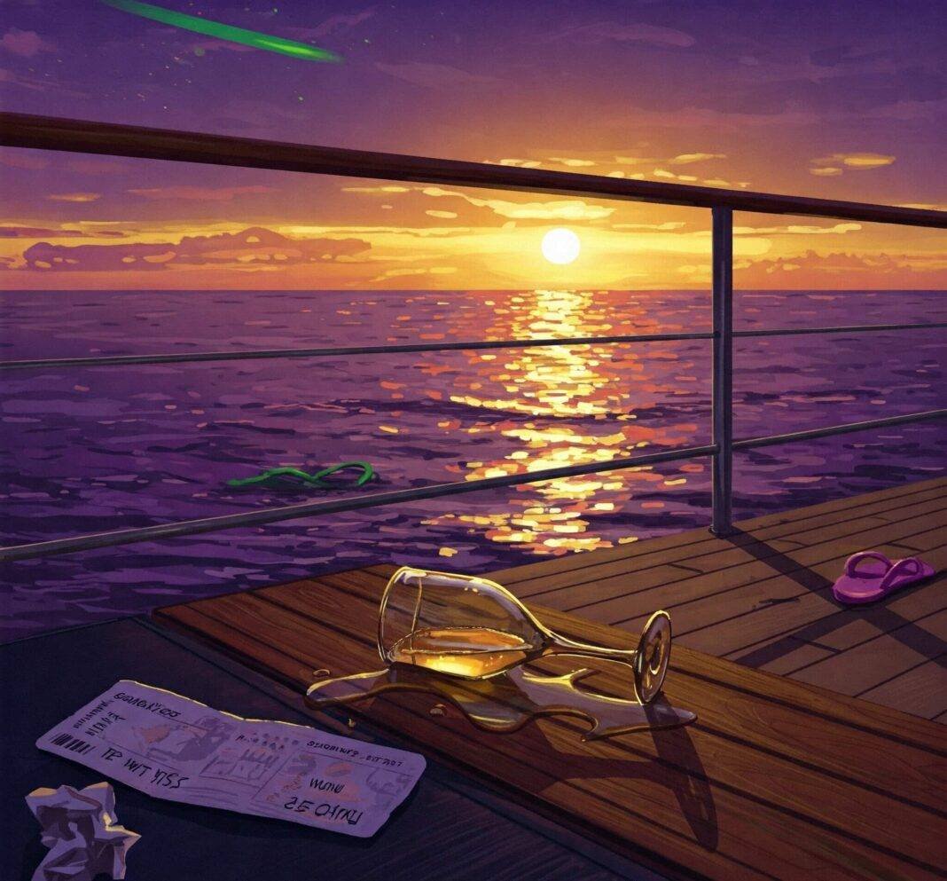 Sunset cruise chaos: champagne spill, lost ticket.