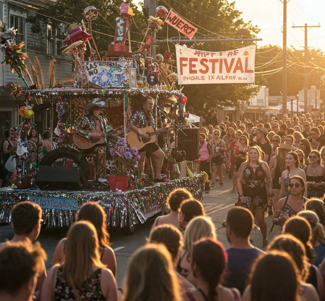 Vibrant festival street moment