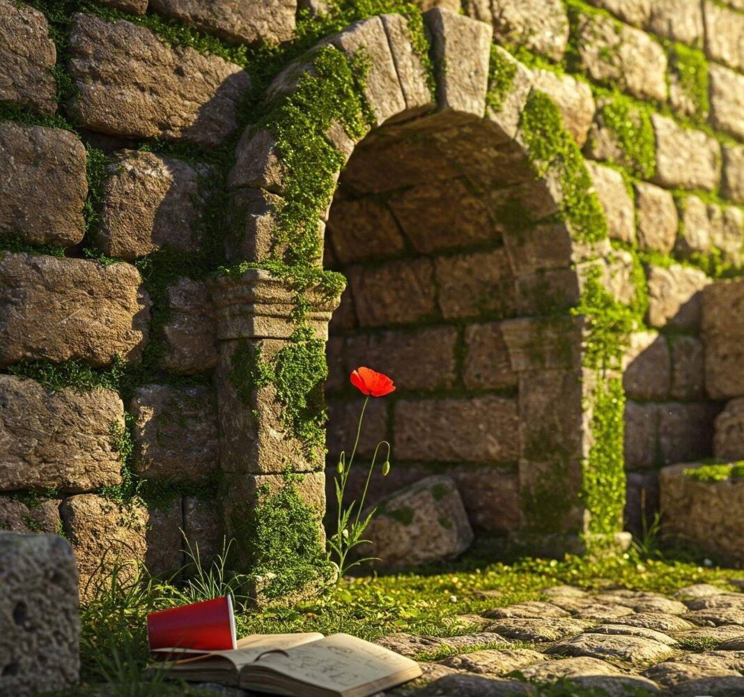 Weathered stone archway, travel journal