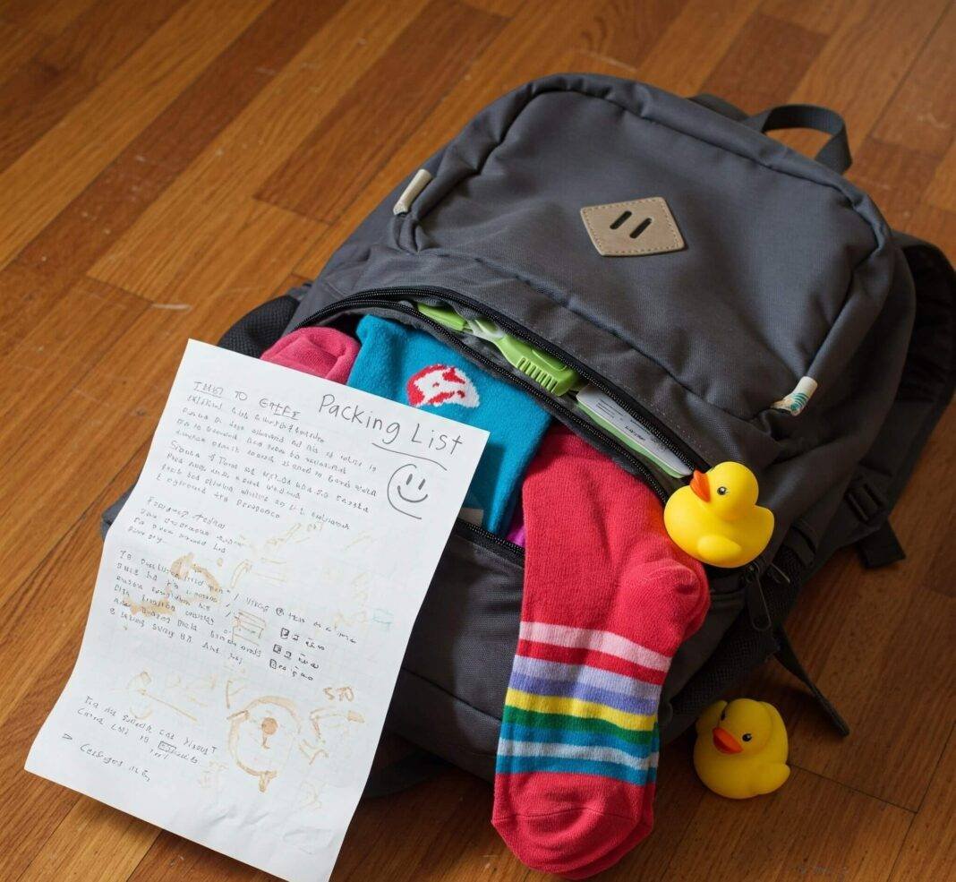 Packing chaos: backpack, packing list