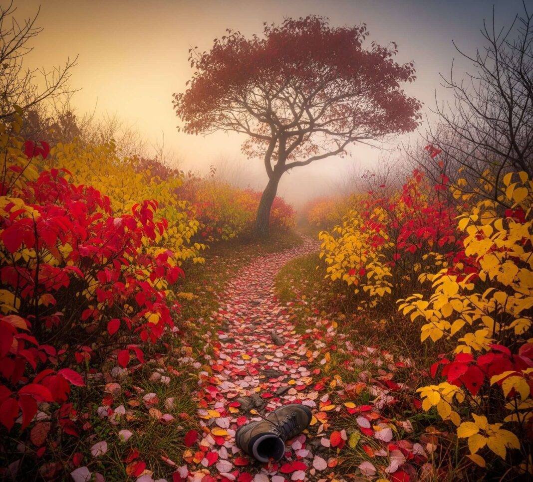 Foggy Trail with Lost Boot