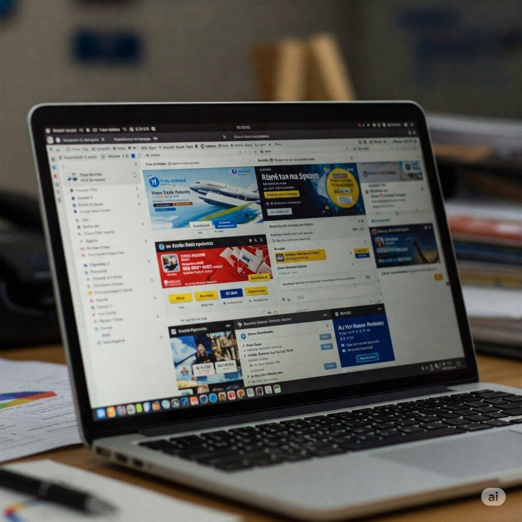 Close-up of a laptop screen with multiple browser tabs