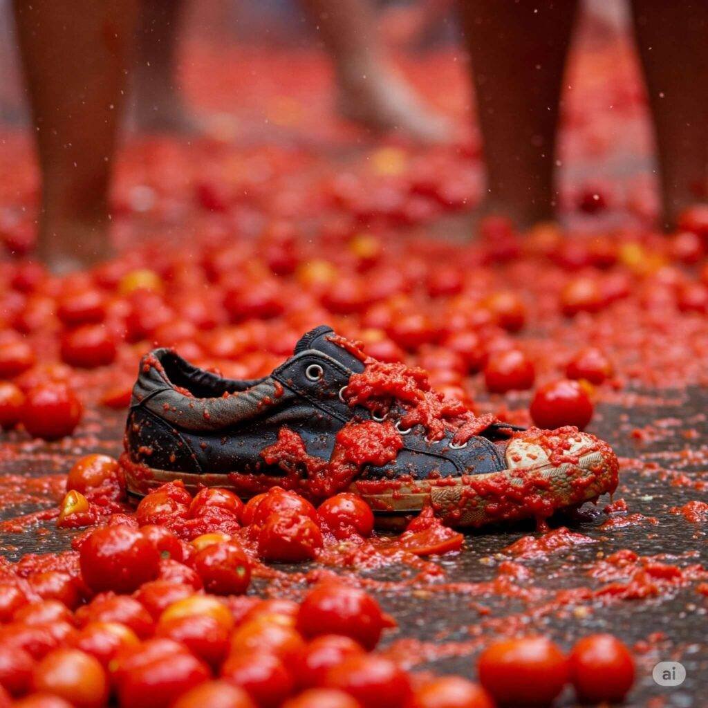 Tomato-soaked street