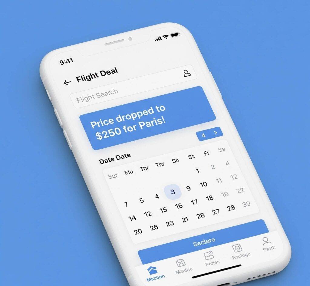 Price drop alert on a travel app.