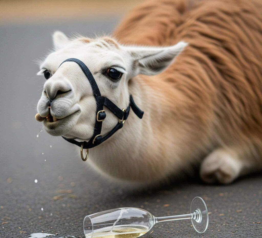 Llama Champagne Spill