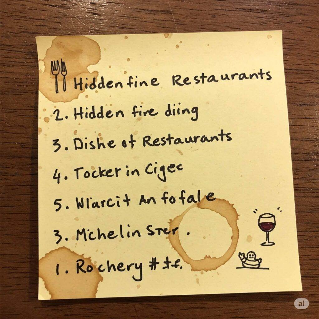 Messy Michelin Restaurant List Sticky Note