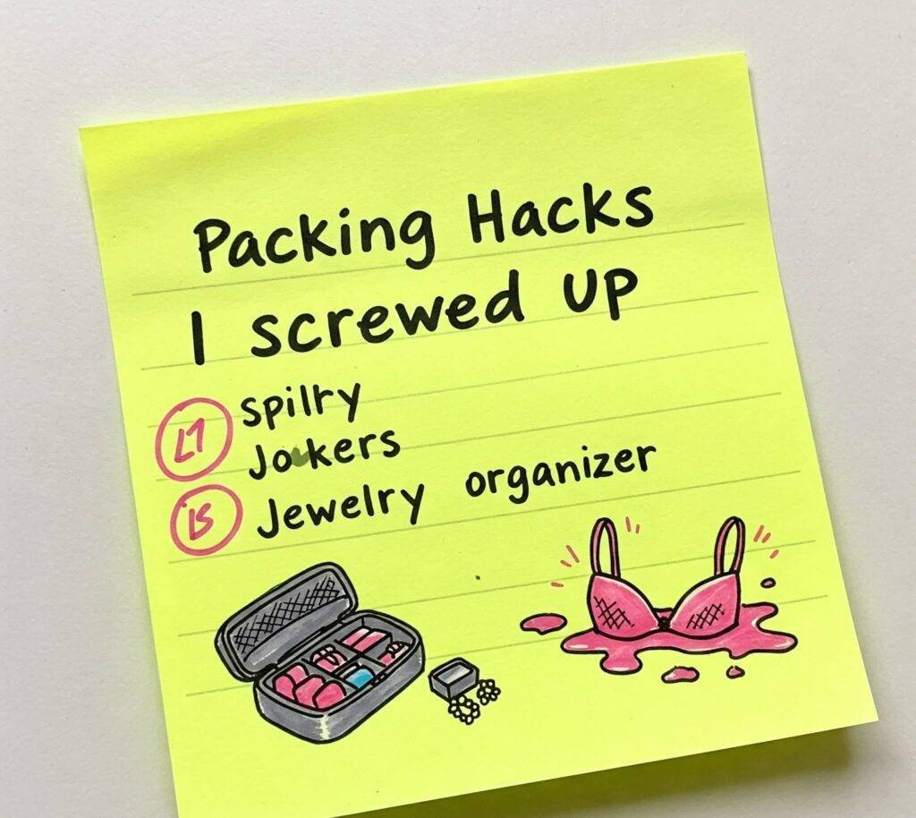 Packing Hacks Sticky Note Fails