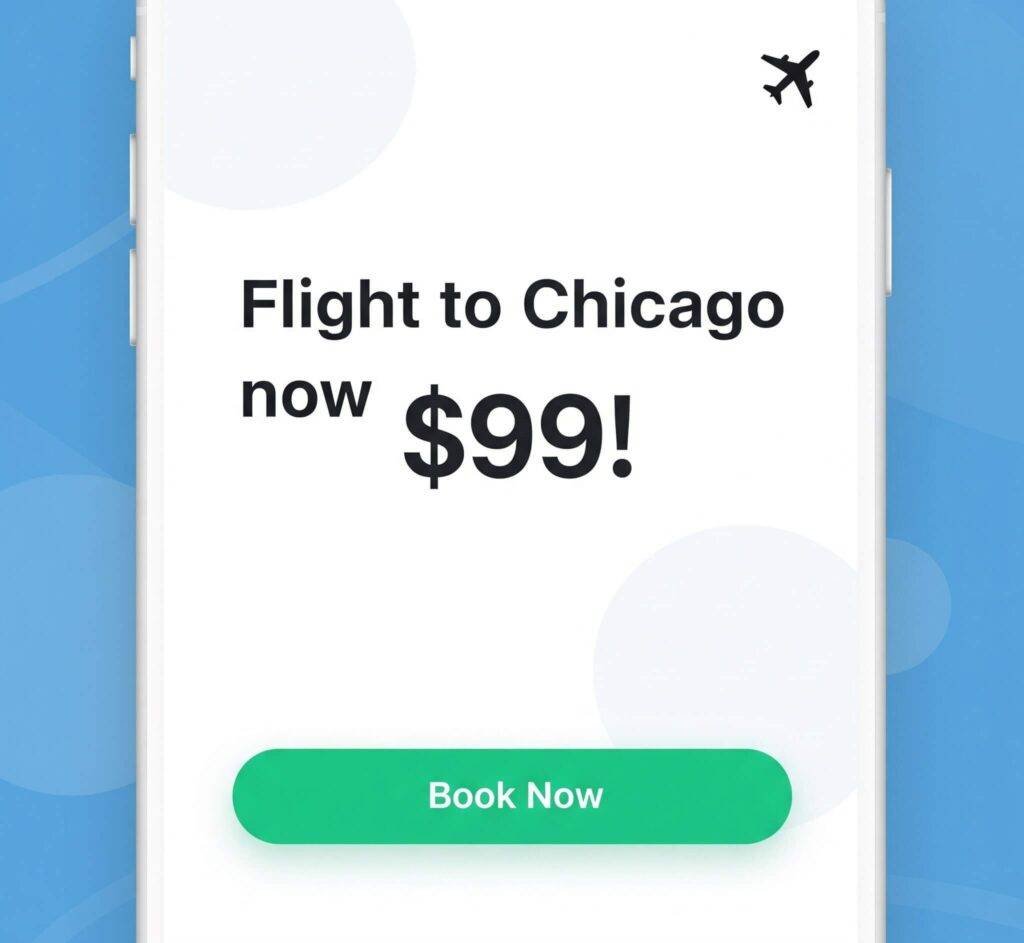 Flight price drop alert to Chicago