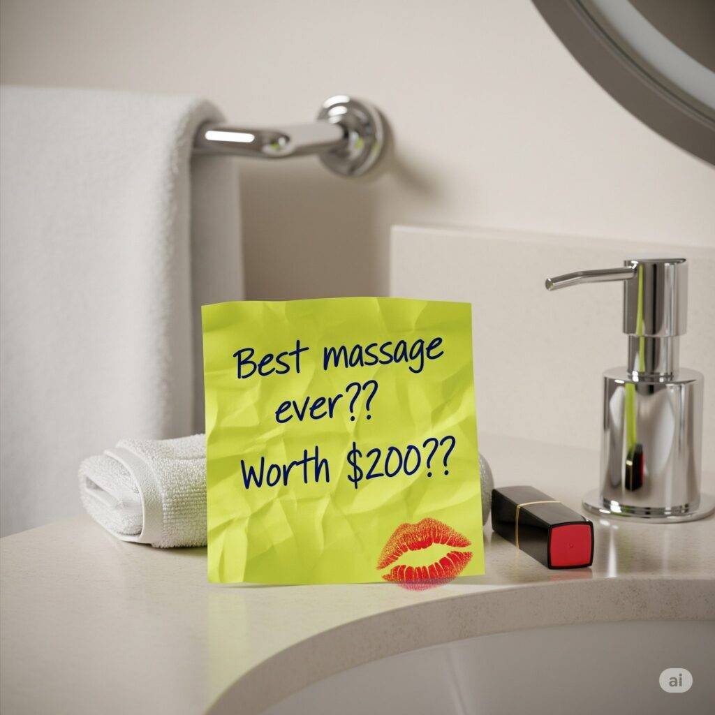 Sticky note: Spa massage thoughts