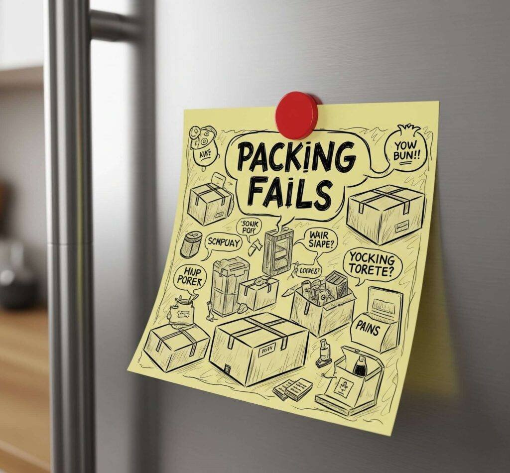 Packing Fail Sticky Note - Humorous Travel Mishaps