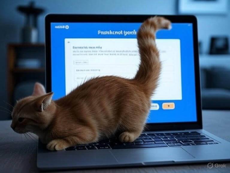 Cat photobombs laptop screen showing Chase rewards portal