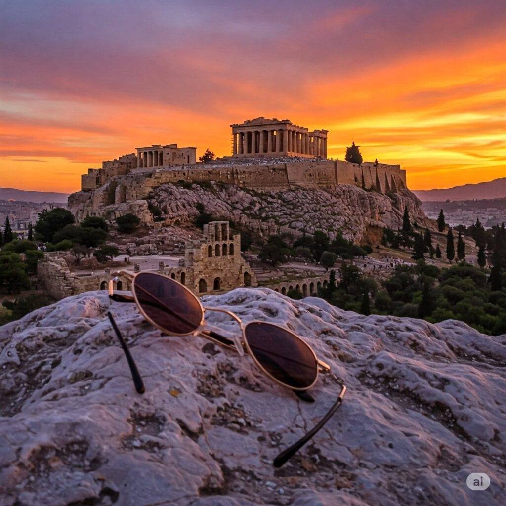 Dangling sunglasses at Acropolis