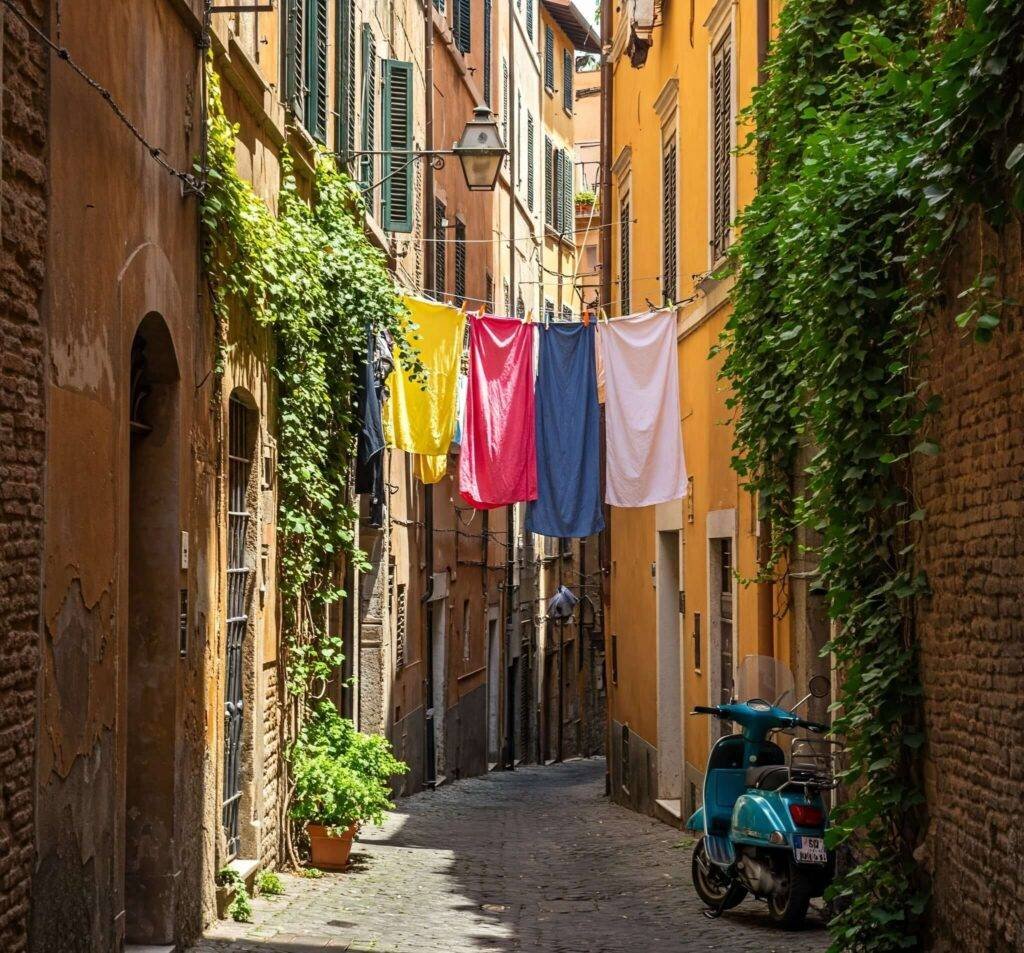 Rome alley scene: hanging laundry
