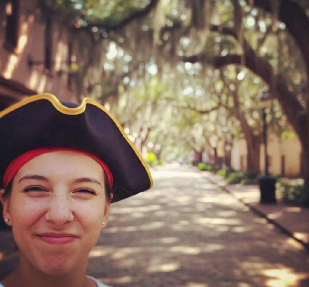 Blurry selfie with pirate hat in St. Augustine