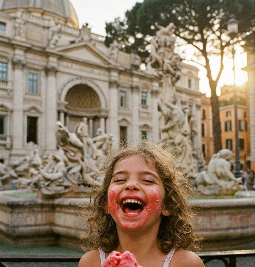 Rome Gelato Kid Moment