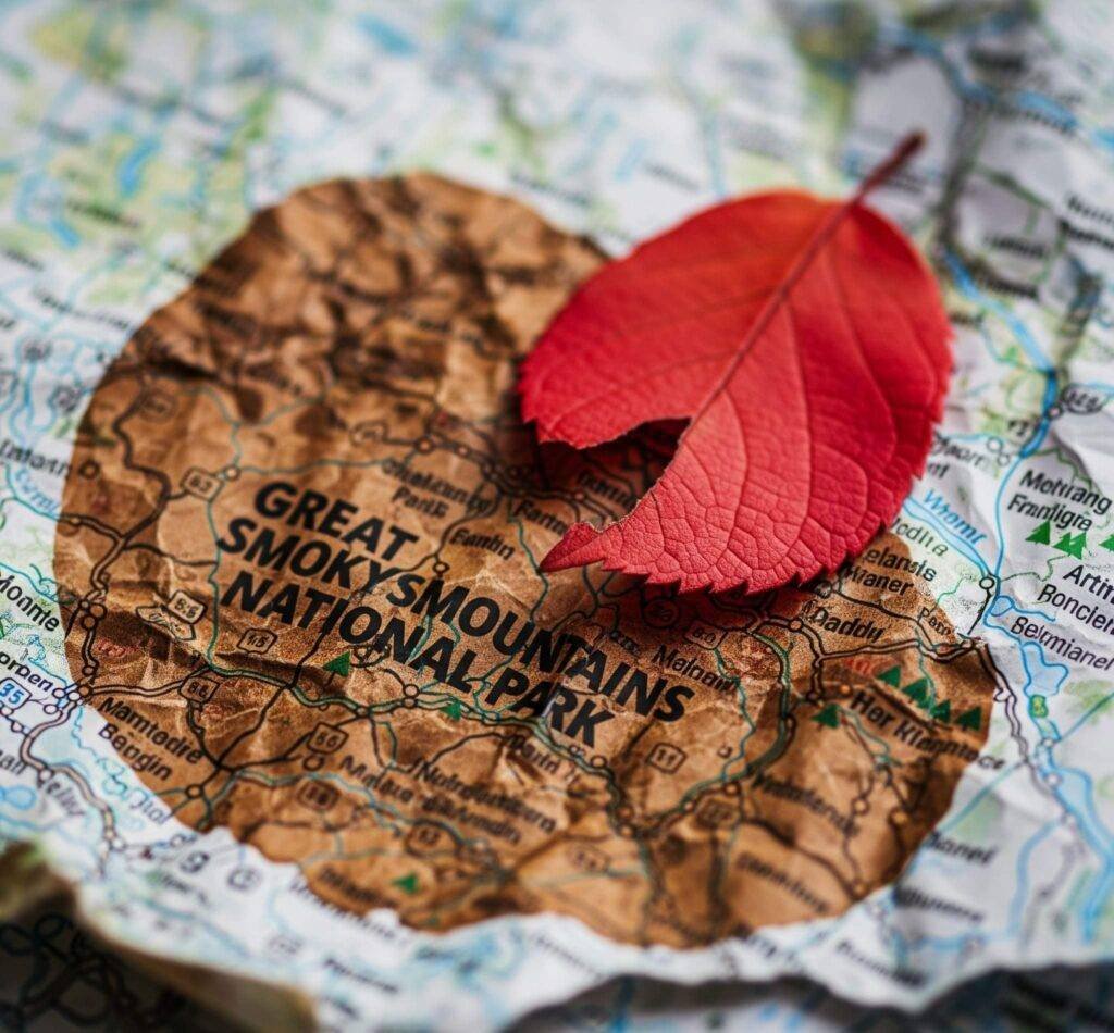 Lost Map with Red Leaf