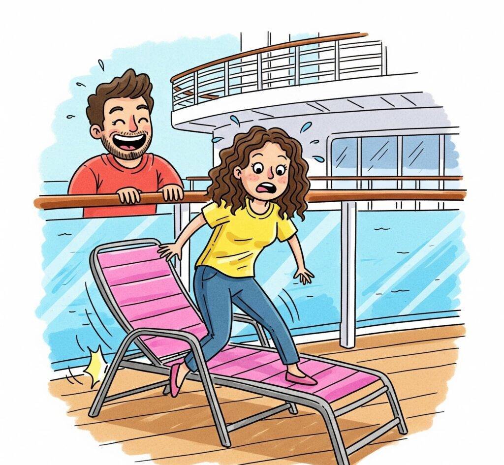 Funny Cruise Life Sketch: Tripping on Deck