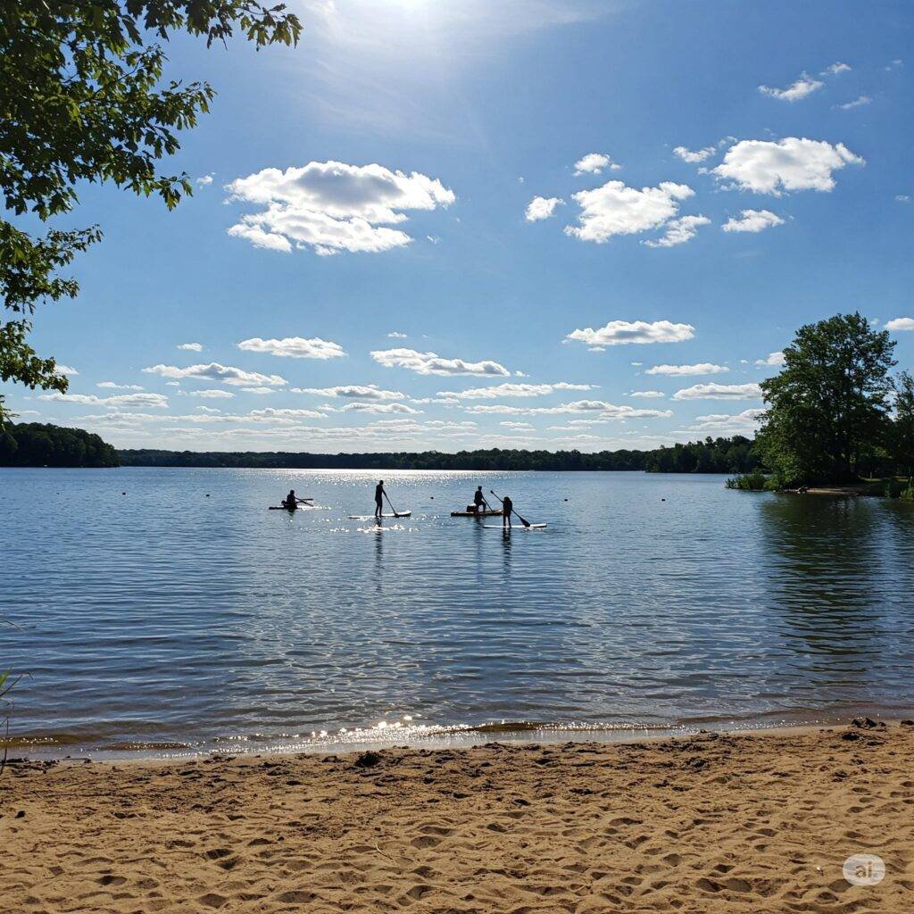 Peaceful water sports scene