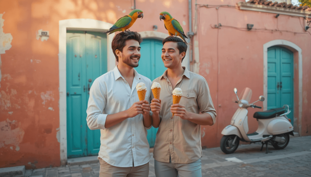 looking stupidly happy. caption: “france but make it affordable”