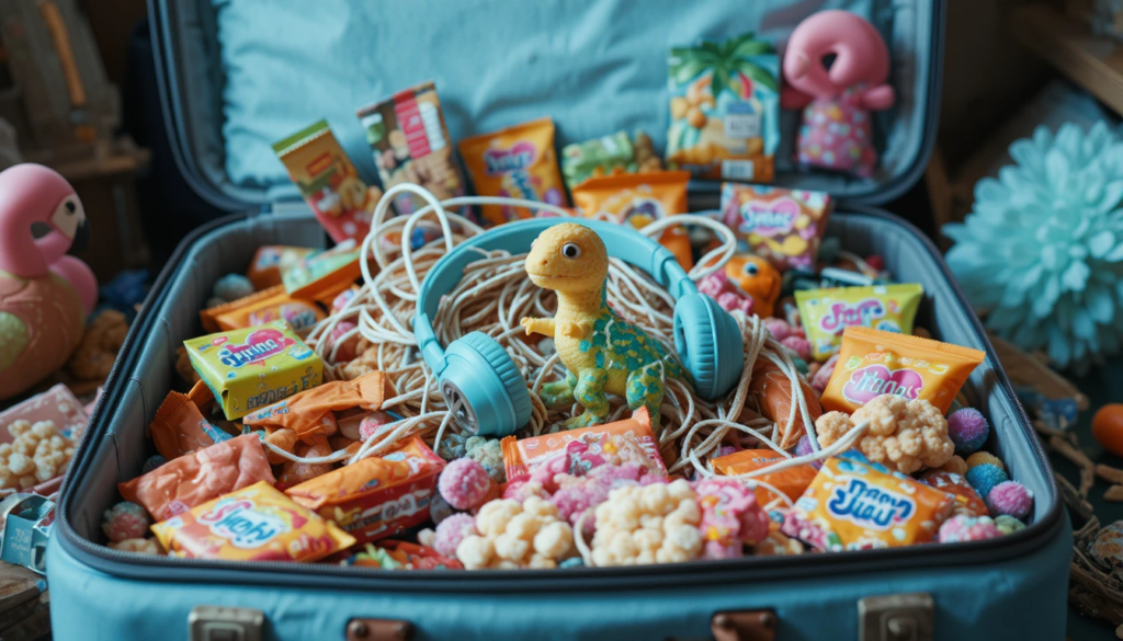 airport floor pic of everything dumped out of my bag during a desperate diaper change, snacks rolling away, toddler eating a gate pretzel off the ground, me dead-eyed holding a wet wipe. caption: “we’re fine